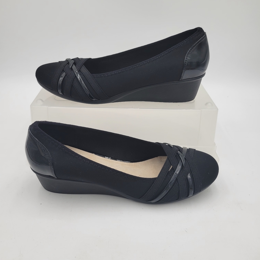 Womans Cliffs by White Mountain Bowie Wedge Slip on Ballet Flatt Black Size 10 - Picture 4 of 9